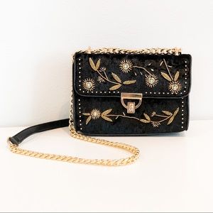 Crushed Velvet and Gold Topshop Handbag